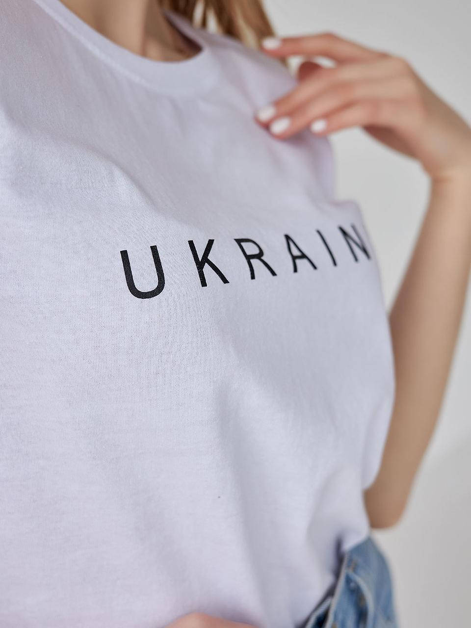 

Футболка женская хлопковая, патриотическая Украина, белый, S