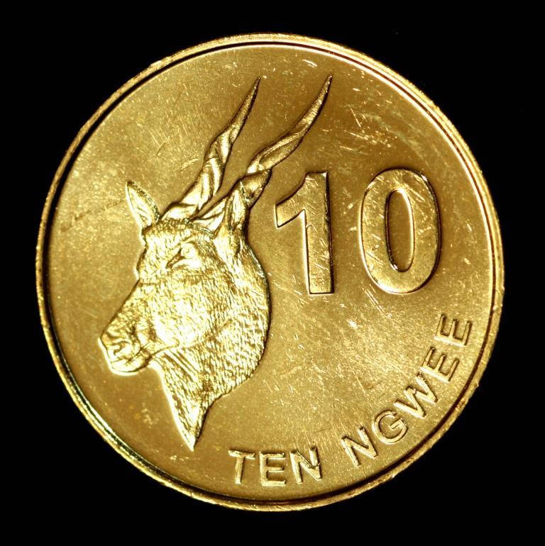 

Монета Замбии 10 нгве 2012 г. Африканская антилопа.