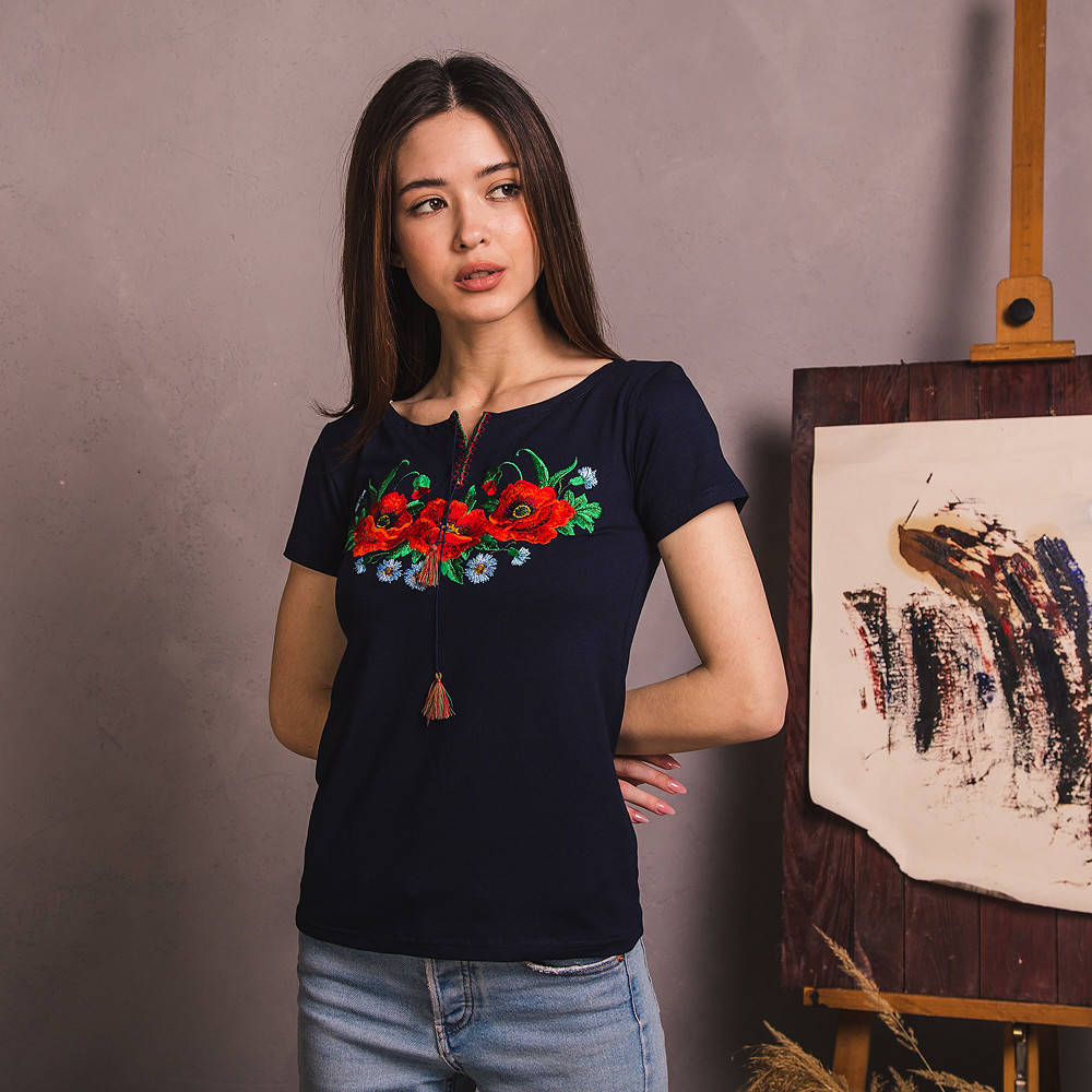 

Вышиванка женская Moderika Маковое Поле синяя S, Синий