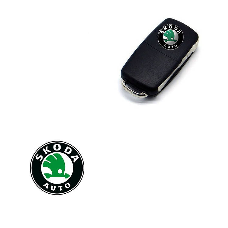

Логотип наклейка на выкидной ключ Skoda Green 14мм (Силикон), Зелёный