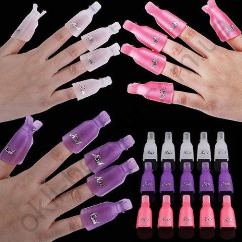 

Зажимы для снятия гель-лака пластиковые, 10 штук (цвета в ассортименте)