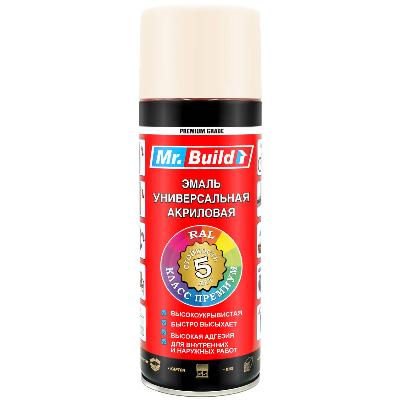 

Аэрозольная краска в баллончиках Mr.Build №40 /Айвори 400 мл /RAL1015