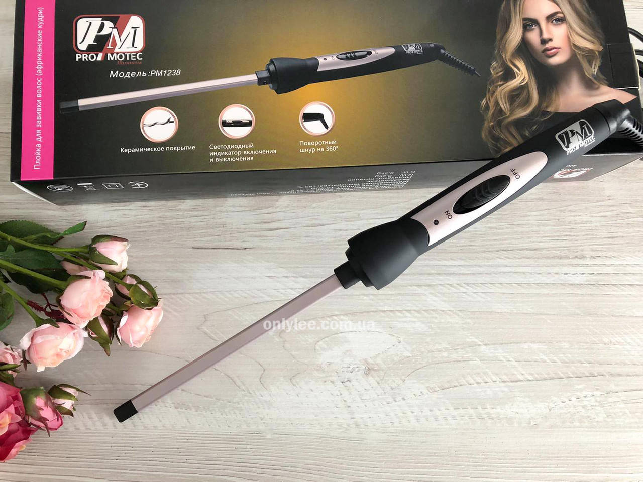 

Тонкая плойка для афро кудрей квадратной формы Promotec PM-1238 для завивки волос