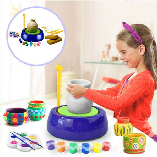 

Детский гончарный набор с глиной Pottery Wheel круг детский для творчества лепка ребенка красками и с