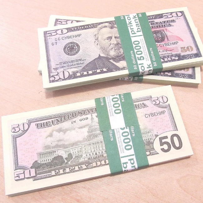

Хит! Сувенирные Деньги 50 долларов 80 шт/уп, пачка баксов