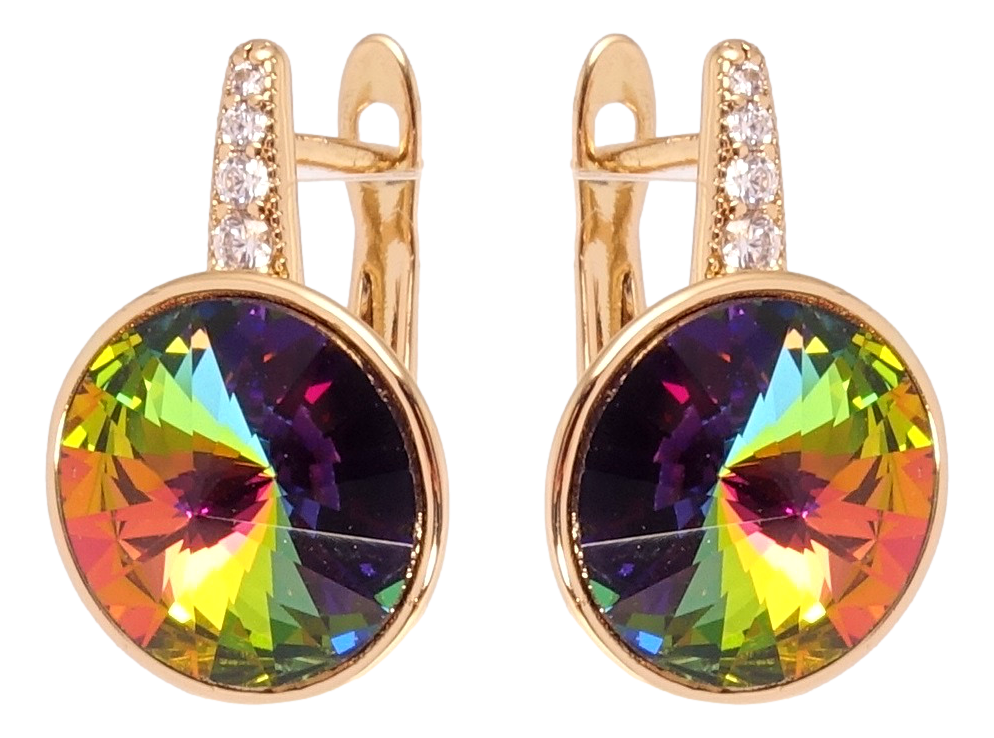 

Серьги Xuping Позолота 18K с кр-ми Swarovski английский замок "Кристалл Vitrail Medium с цирконием"