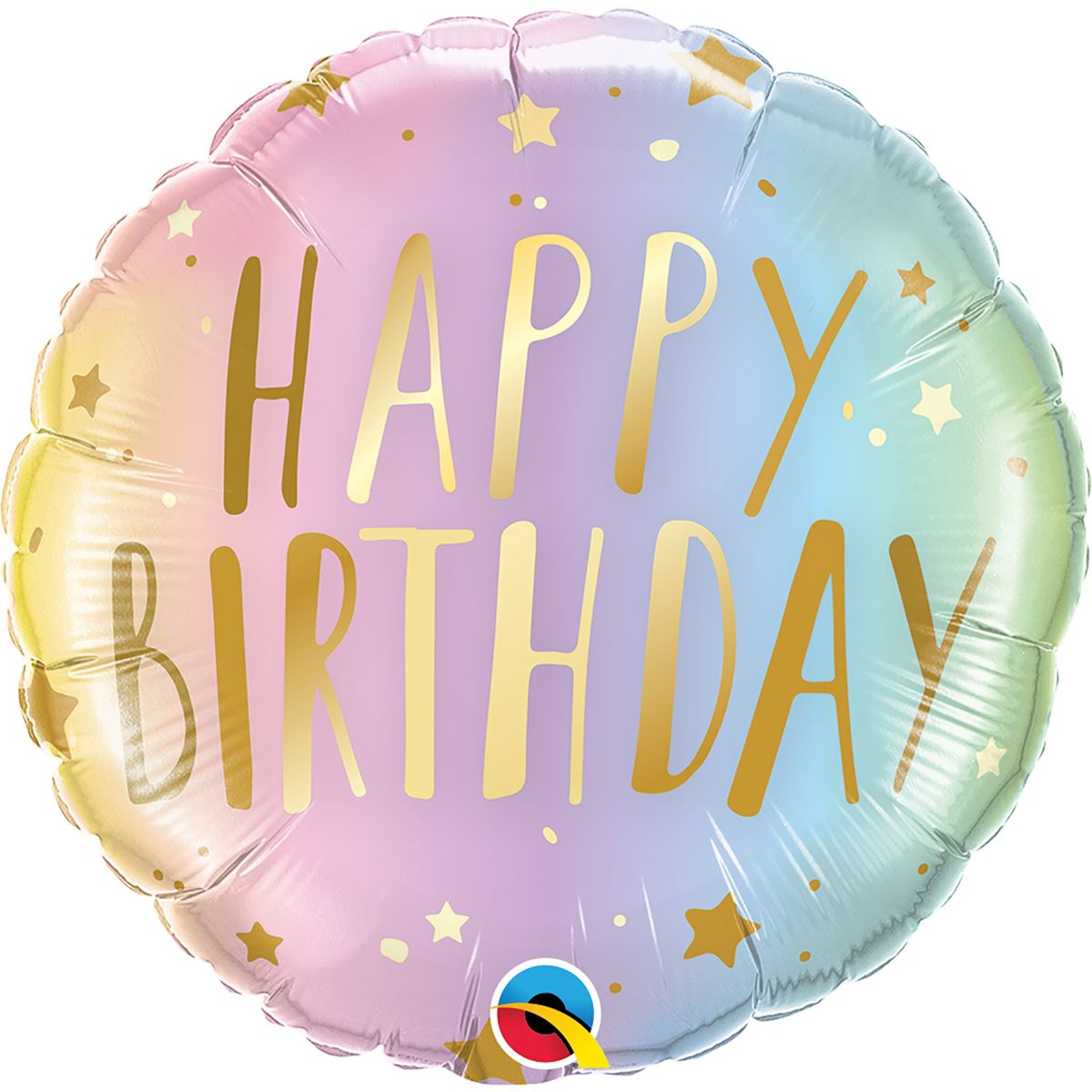 

Фольгированный шарик Qualatex 18" Круг Happy birthday Омбре звезды, Разные цвета
