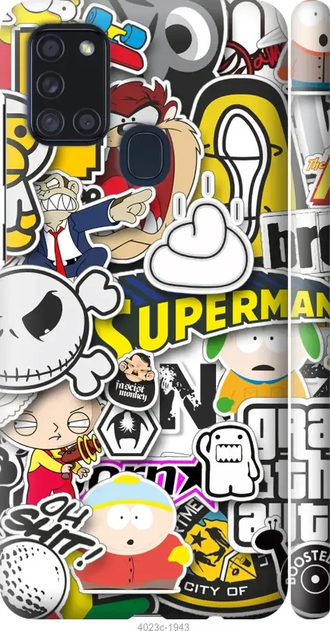 

Чехол для Samsung Galaxy A21s с картинкой / на самсунг галакси А21с с принтом Логотипы, Синий