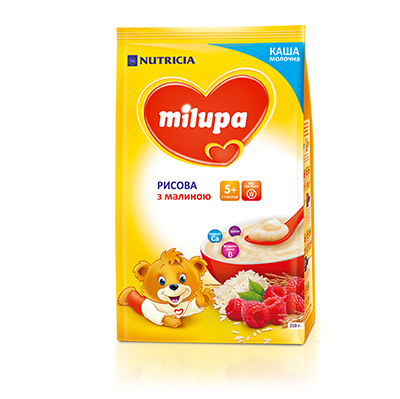 

Молочная каша Milupa рисовая с малиной, 210г