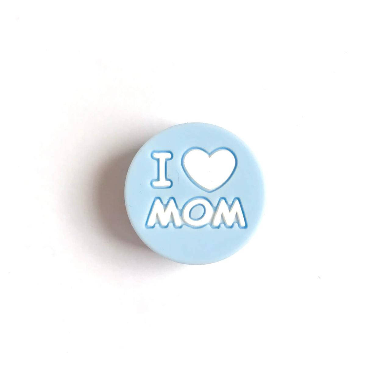 

I LOVE MOM (беби блю) силиконовые бусины