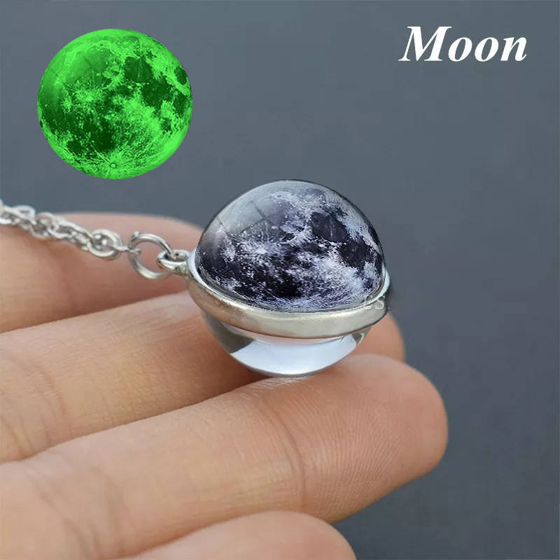 

Кулон планета Луна светящийся 3D глобус Земля Марс космос серебро подвеска ожерелье колье