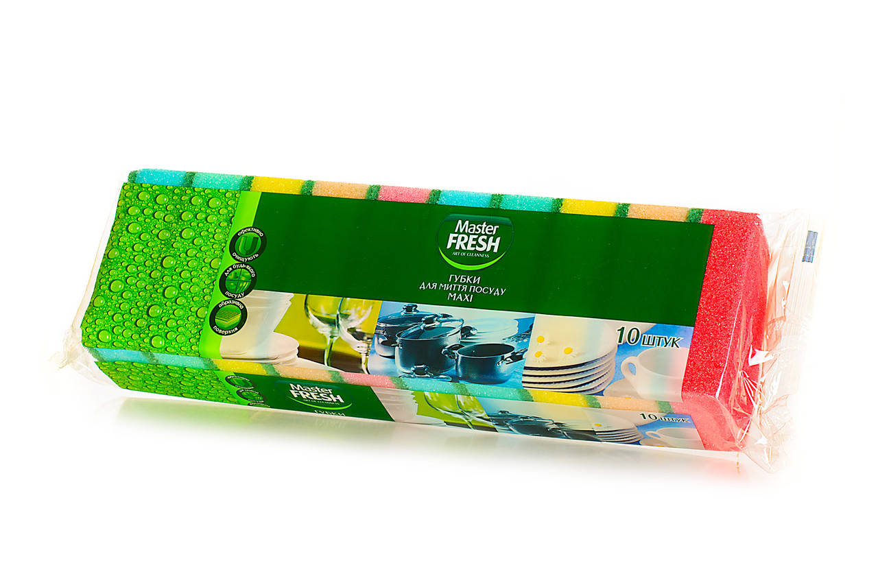 

Губка кухонная для посуды Макси MF (30*60*90), 10 шт, Разные цвета