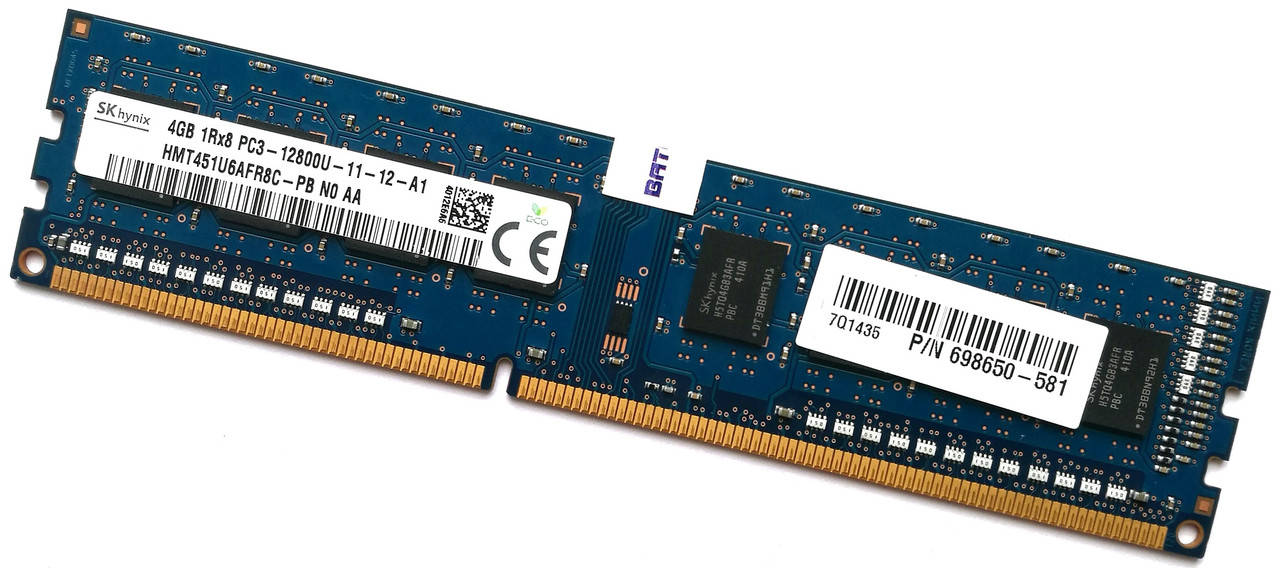 

Оперативная память Hynix DDR3 4Gb 1600MHz PC3-12800 1R8 CL11 (HMT451U6AFR8C-PB N0 AA) Б/У