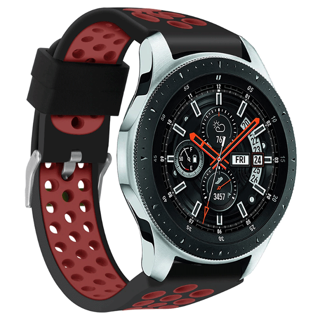 

Спортивный ремешок с перфорацией для часов Samsung Galaxy Watch 46 mm SM-R800 - Black&Red