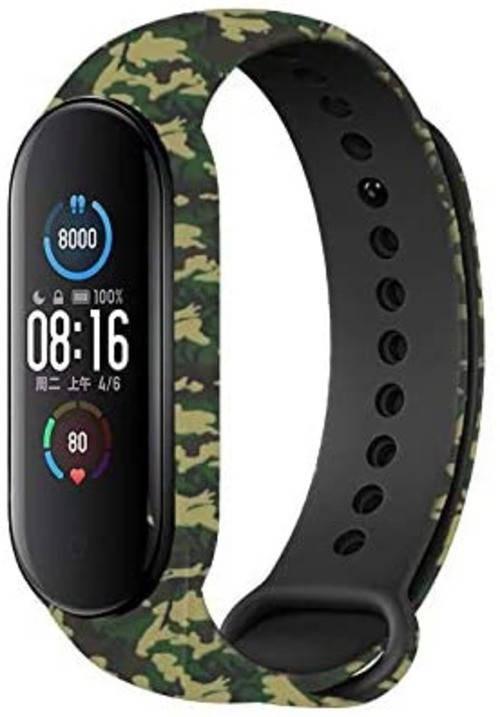 

Mi band 5 ремешок ми бенд 6 с рисунком камуфляж зеленый
