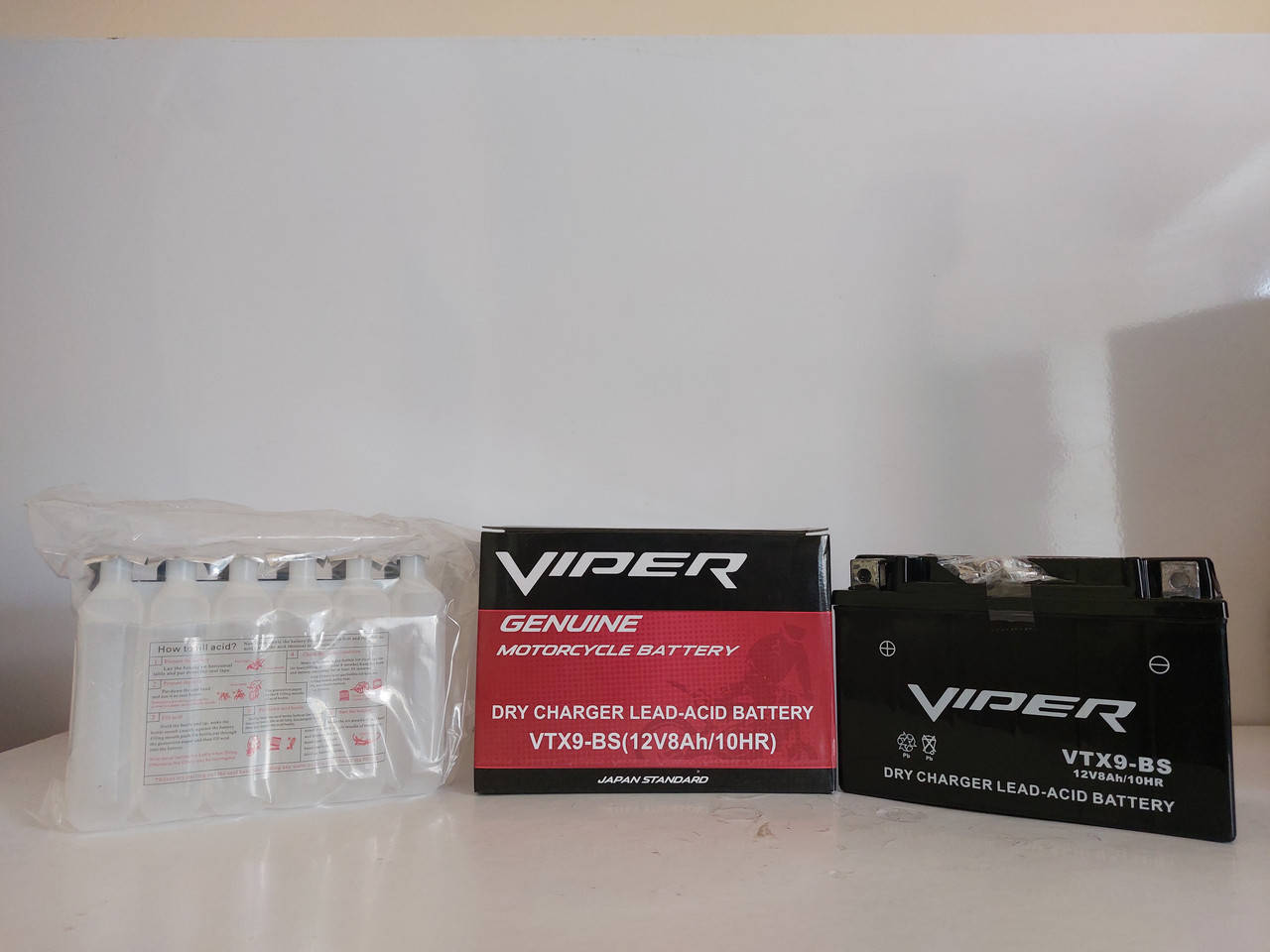 

Мото аккумулятор для мотоцикла 8а/ч(9а/ч) 12V "Viper" VTX9-BS (пастовый)