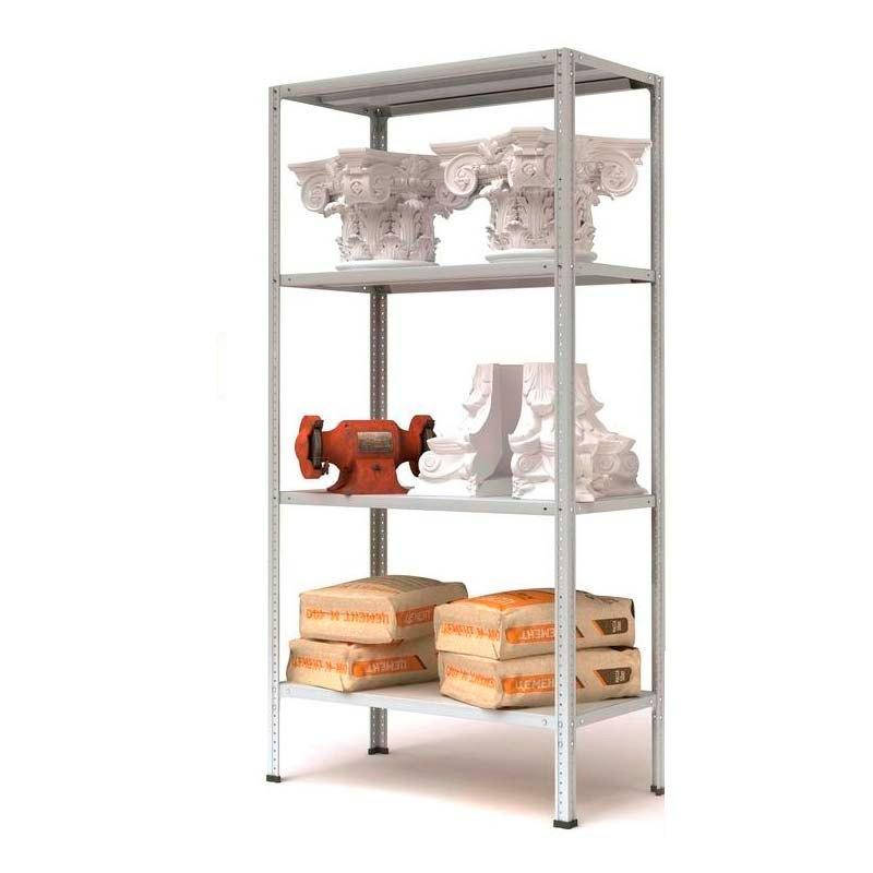 

200х70х60 4 полки из металла АНКОР-307 Серый полочный металлический стеллаж нагрузка 100кг/полка