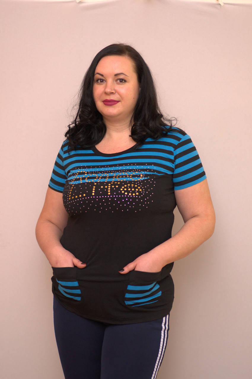 

Туника женская большого размера HN "кармашки-7", Черный