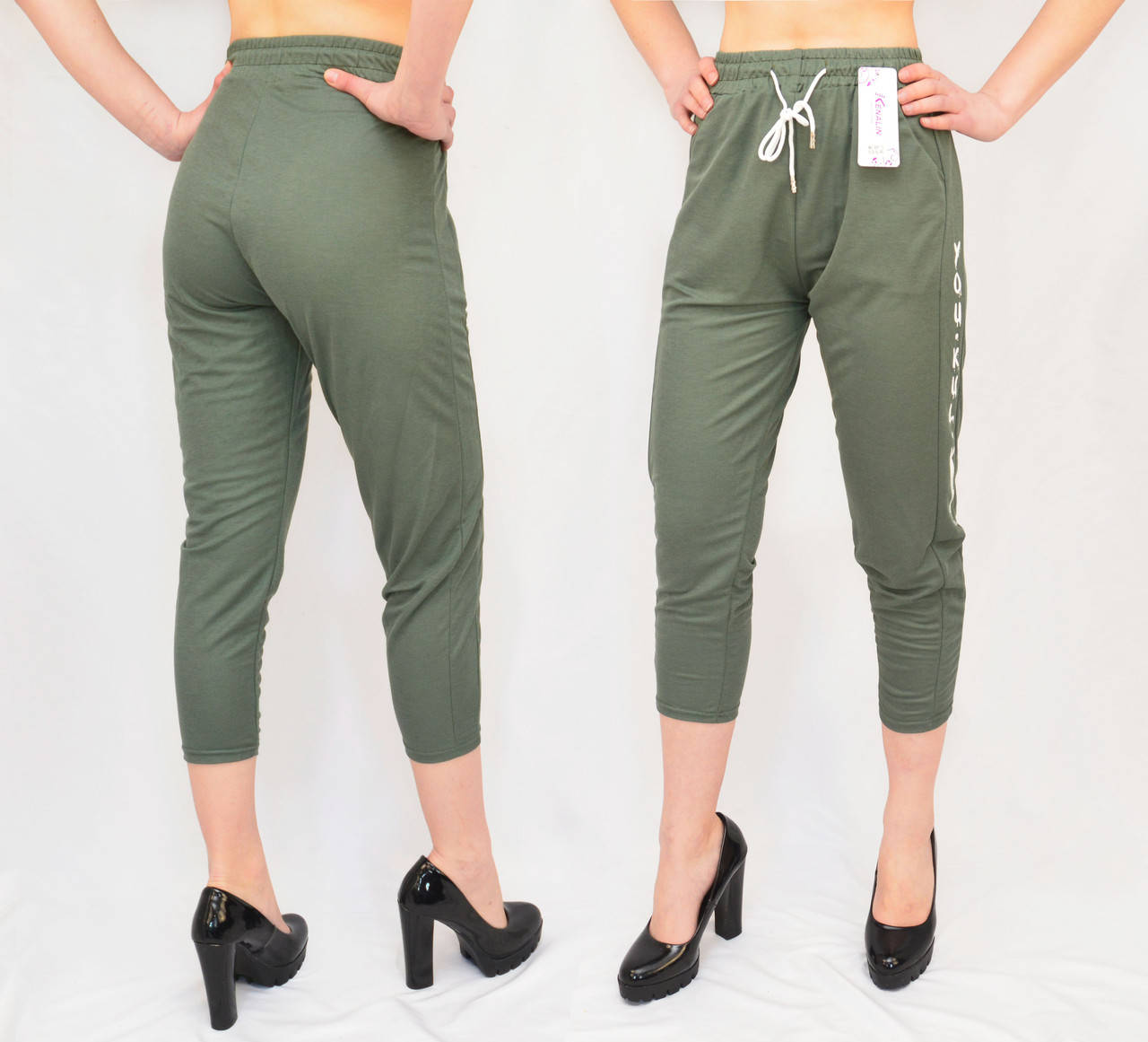 

Женские трикотажные яркие капри Бриджи летние Kenalin Серый, M/L