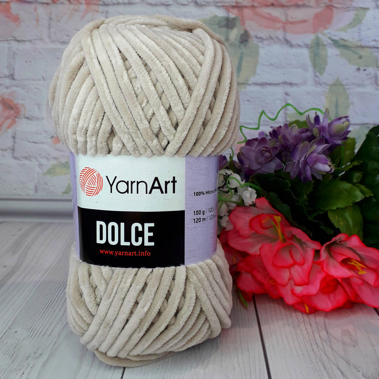 

Плюшевая пряжа YarnArt Dolce (Ярнарт Дольче), светло бежевого цвета