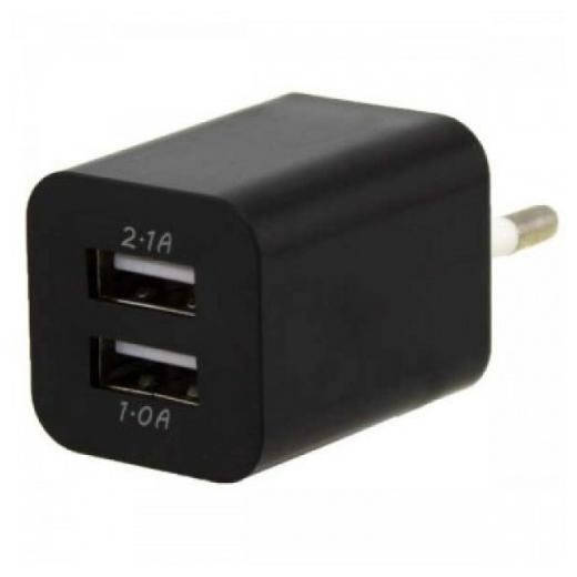 

Зарядное устройство USB адаптер черный 2usb 2,1A кубик