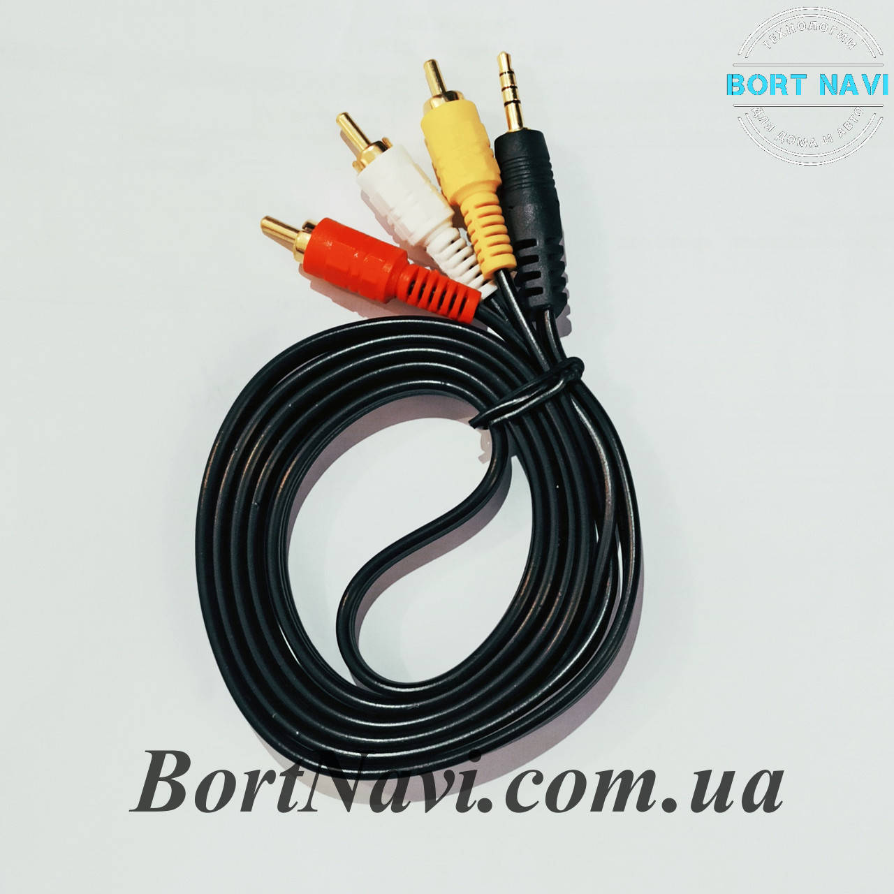 

Кабель аудио видео для тв приставок 3.5 jack-3RCA 3 тюльпана AUX 1.5 m шнур, Черный