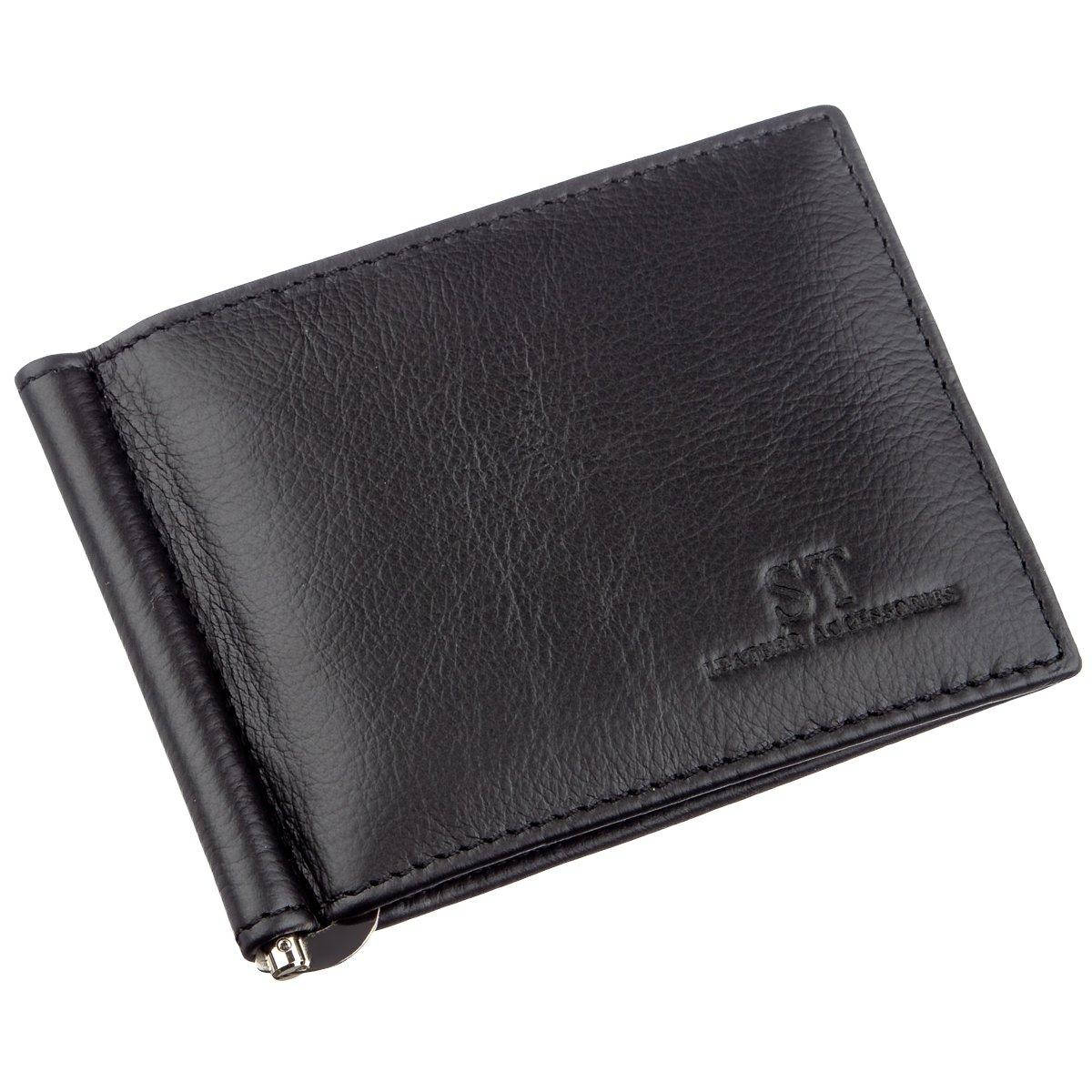 

Зажим с монетницей на молнии ST Leather 18948 Черный