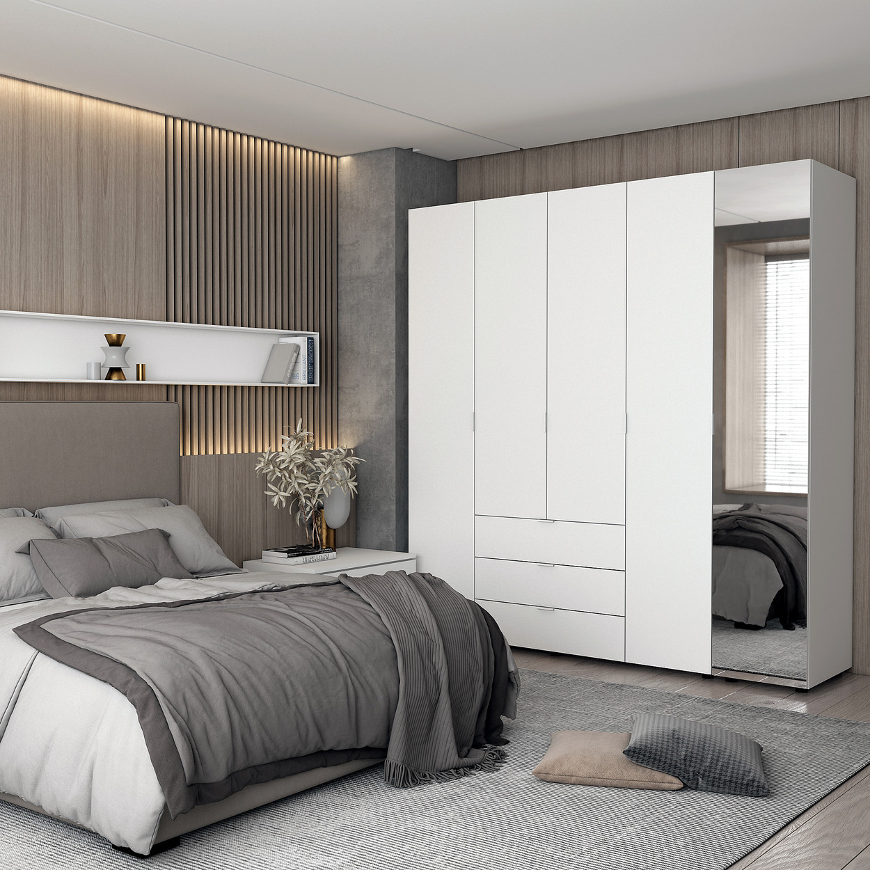 Шафа для одягу Doros Гелар Білий 4ДСП/Дзеркало 194х49.5х203.4 (42002160) 5