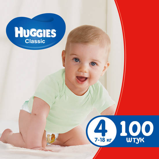 

Подгузники детские Huggies Classic 4 (7-18 кг) Mega Pack 100 шт