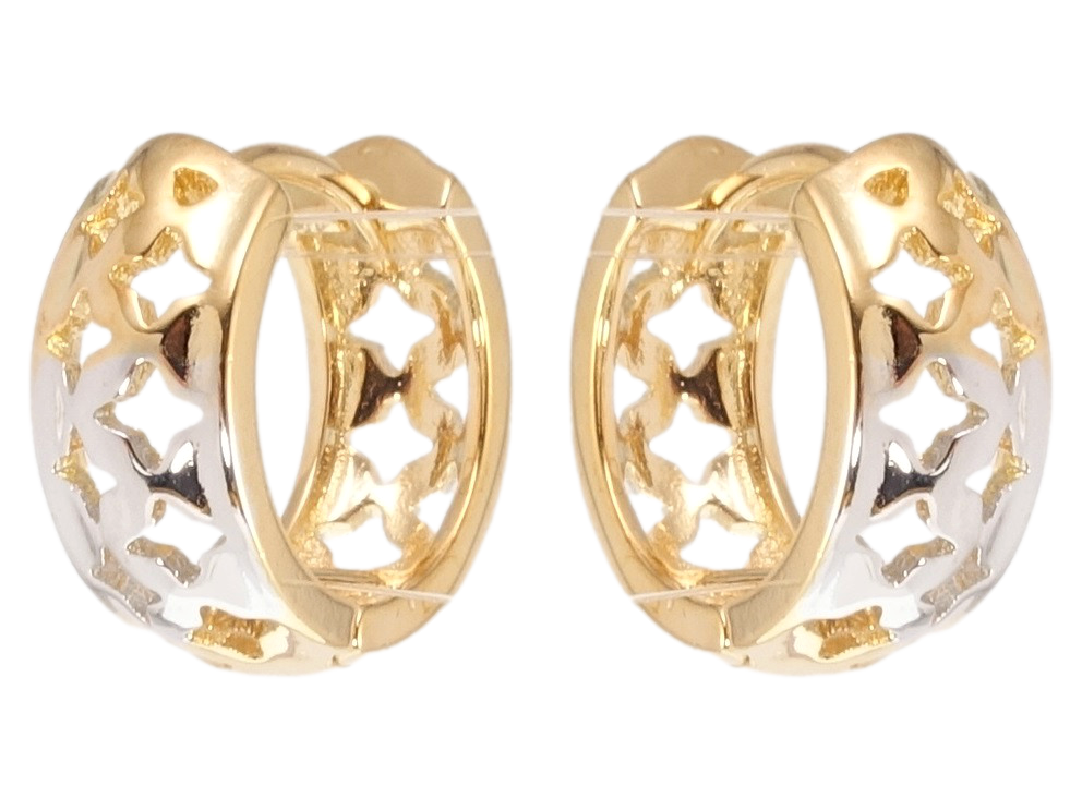 

Серьги Xuping Позолота+Родий колечки "Резной орнамент"