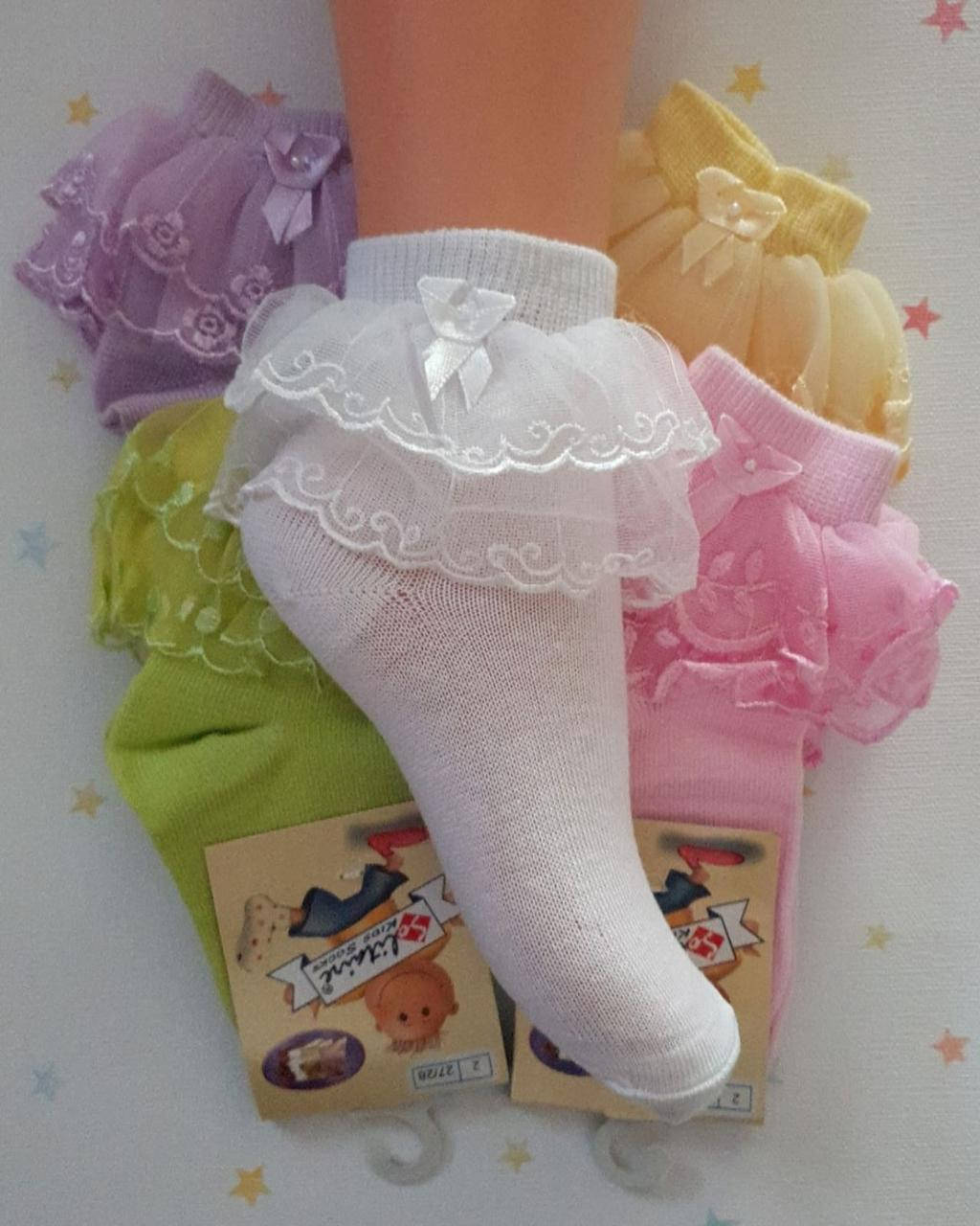 

Носочки белые с рюшей для девочек 5-7 лет, Белый