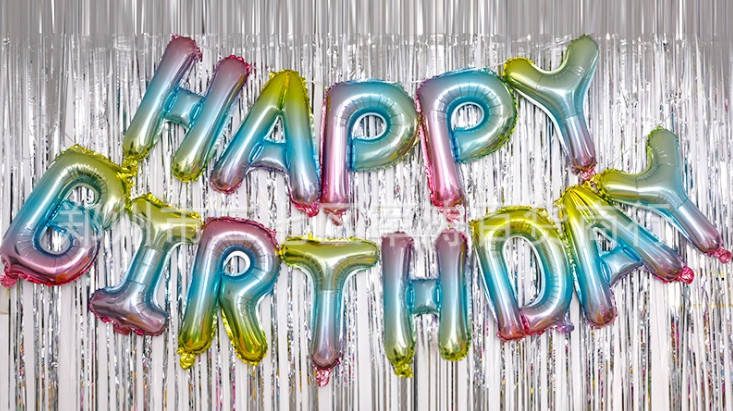 

Фольгированные буквы радуга HAPPY BIRTHDAY, 40 см, Разные цвета