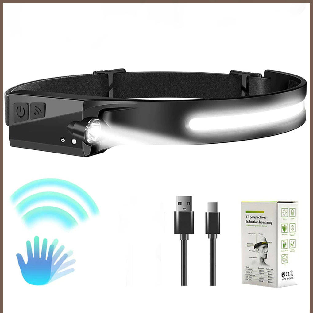 

Налобный фонарь аккумуляторный Led headlight водонепроницаемый светодиодный на голову сенсорный фонарик, Черный