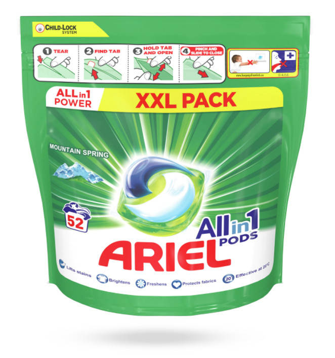 

Капсулы для стирки Ariel Pods All in 1 Горный родник 52 шт