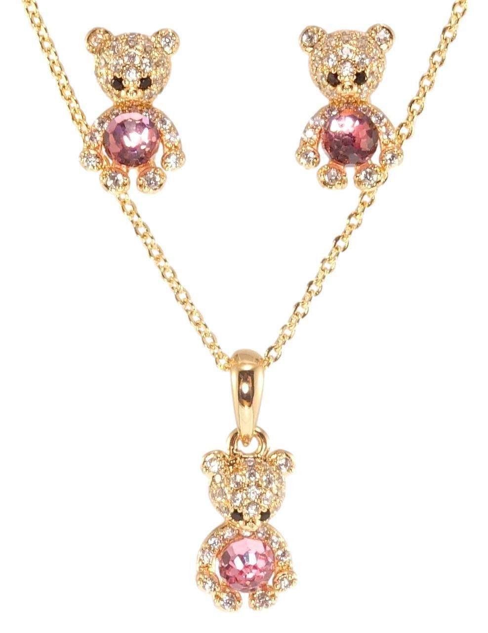 

Набор Xuping Позолота 18K с кр-ми Swarovski Серьги Кулон на цепочке "Мишки с кристаллами Rose" длина 44см х