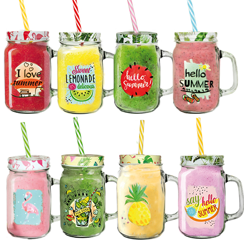 

Чашка стеклянная с трубочкой 470мл 'Сладкое лето'