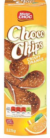 

Шоколадные чипсы Mister Choc Crispy Orange Flavour 125 г