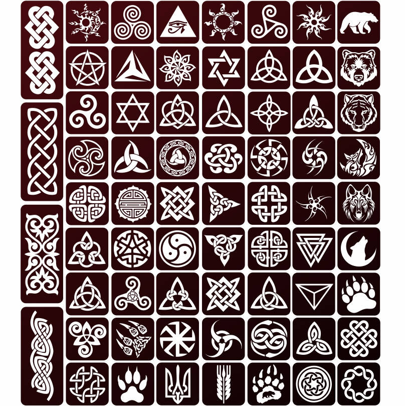 

Трафареты (наклейка) для травления метала 6х6, 4х9 (см.), 67 шт