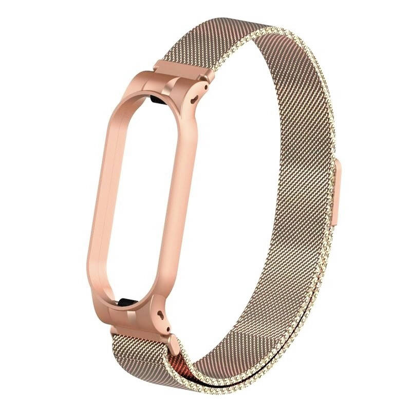 

Ремешок для фитнес браслета Xiaomi Mi Band 5 и 6 Milanese design Beije gold