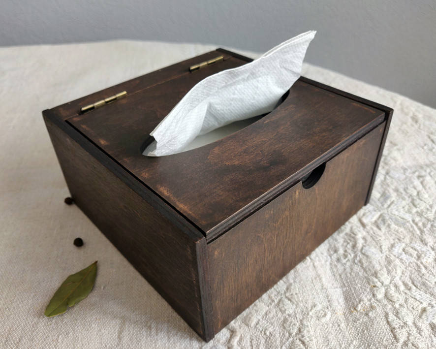 

Салфетница с крышкой КВАДРАТ 15х15х7см (Деревянный диспенсер для салфеток), Коричневый