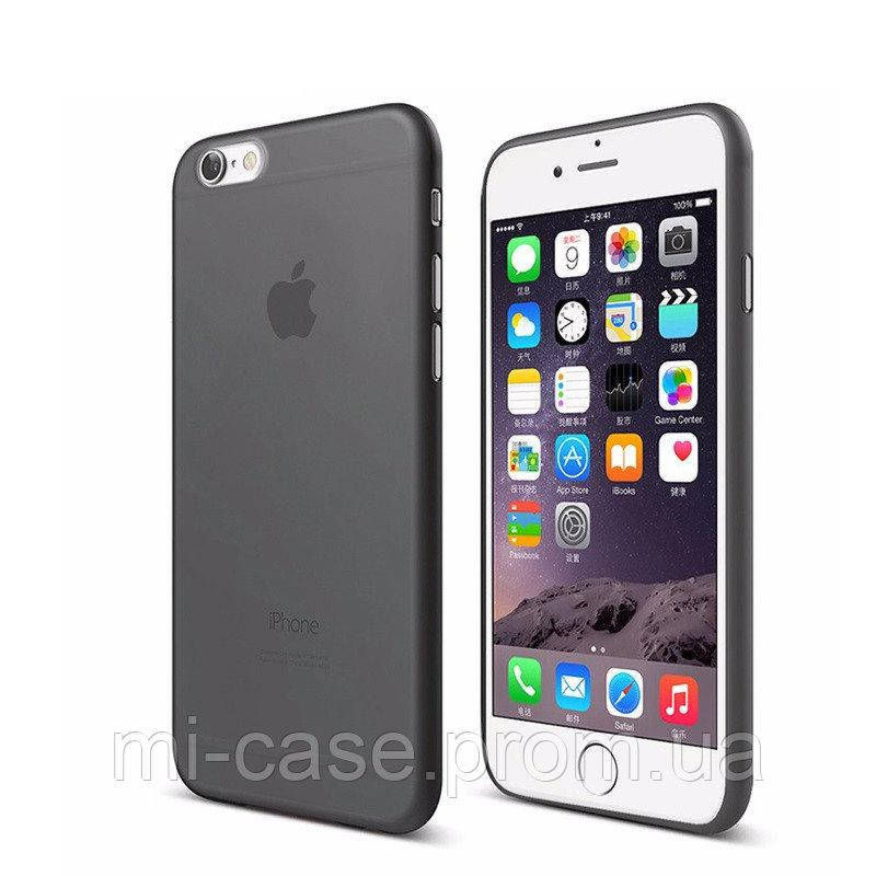 

Тонкий матовый чехол для iPhone 6 6s ультратонкий пластиковый, Темно-серый