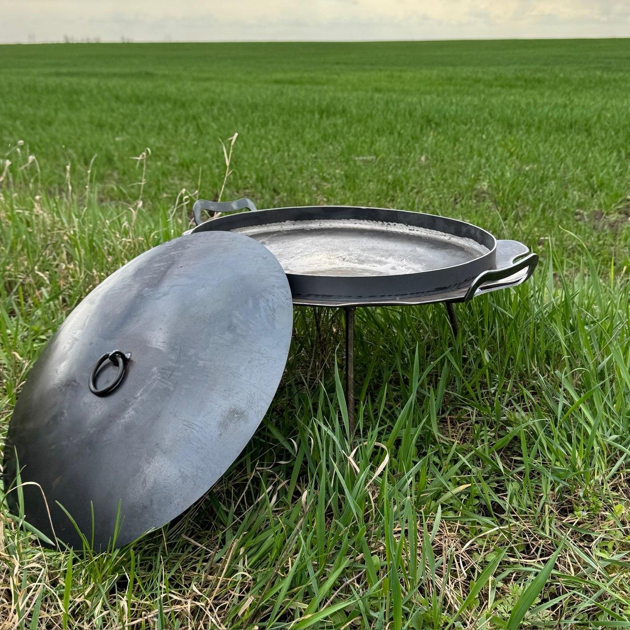 Сковорода ромашка з бортом та кришкою з диску борони 64см (7мм)