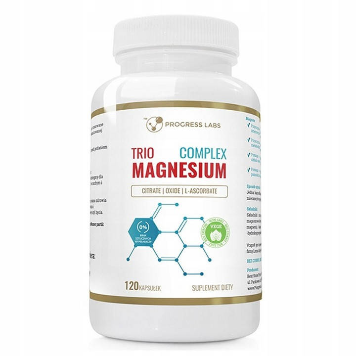 

Магниевый комплекс, Оксид магния + Цитрат магния + Аскорбат магния 120 caps, PROGRESS LABS