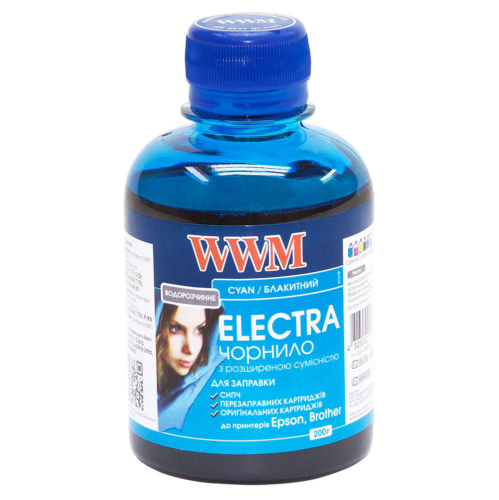 

Чернила WWM ELECTRA для Epson 200г Cyan Водорастворимые (EU/C) универсальные