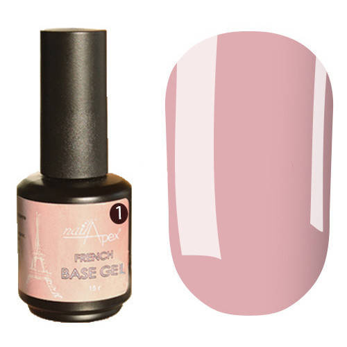 

Nailapex French Base Gel № 01 - камуфлирующая гель база френч универсальный цвет, 15 мл