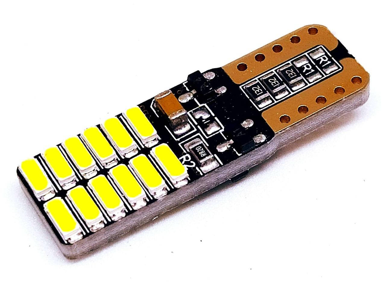 

LED автолампа диодная T10 W5W, 24SMD 4014, 12-24В, 5Вт, CANBUS, Белый