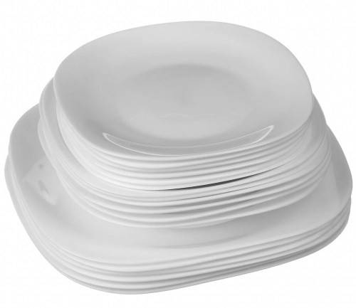 

Обеденный сервиз на 18 предметов набор тарелок с ударопрочным стеклом A-PLUS Белый (s1852)