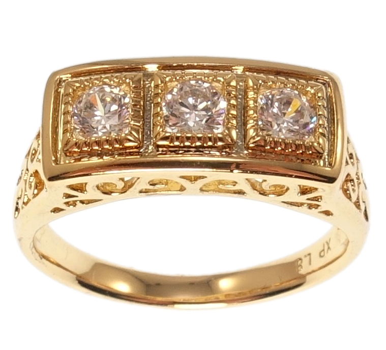 

Кольцо Xuping Позолота 18K "Три фианита" р.18,18.5,19,19.5