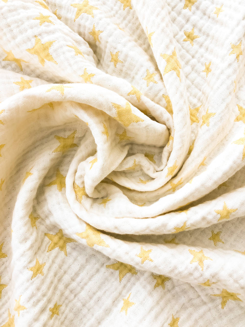 

Муслин жатка жаккард 4-слойный "Звезды", американский органический хлопок, желтый цвет, Бирюзовый