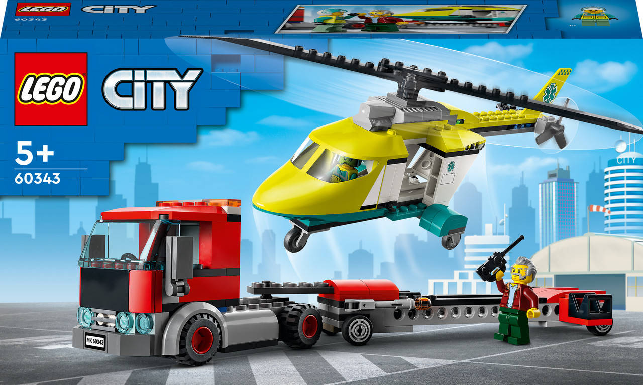 

Конструктор Лего Сити Перевозка спасательного вертолета Lego City (215 дет) 60343